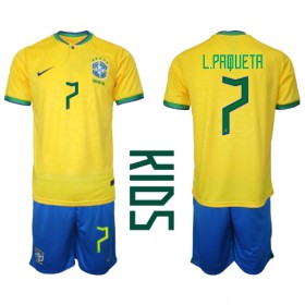 Baby Fußballbekleidung Brasilien Lucas Paqueta #7 Heimtrikot WM 2022 Kurzarm (+ kurze hosen)